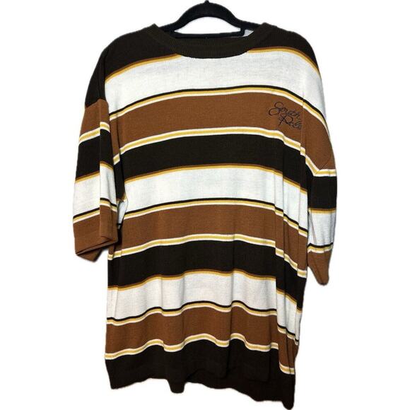 VINTAGE x SOUTHPOLE Short Sleeve Sweater Mens XL Oversized Skateboarding Striped - Picture 1 of 10